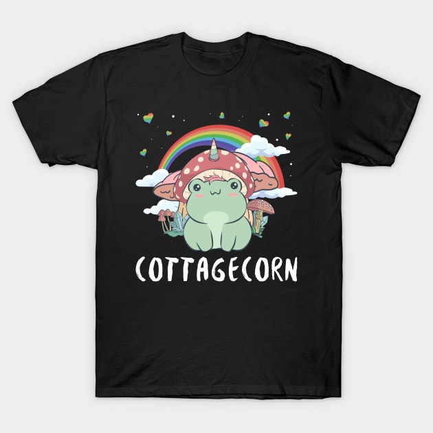 Cottagecore Aesthetic Kawaii Frog Unicorn Mushroom T-Shirt by Alex21